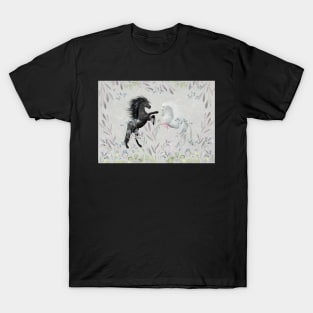 Floral Fantasy Horses T-Shirt